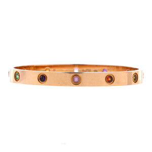 Cartier Love 10 Stone Bracelet 18K Rose Gold with Garnet, Amethyst and Sapphire